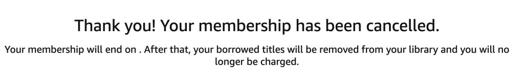 Confirmation page for canceling Kindle Unlimited