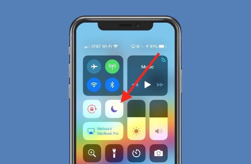 Do Not Disturb Toggle in Control Center On