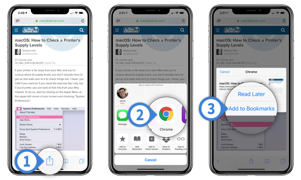 with safari iphone bookmarks sync chrome