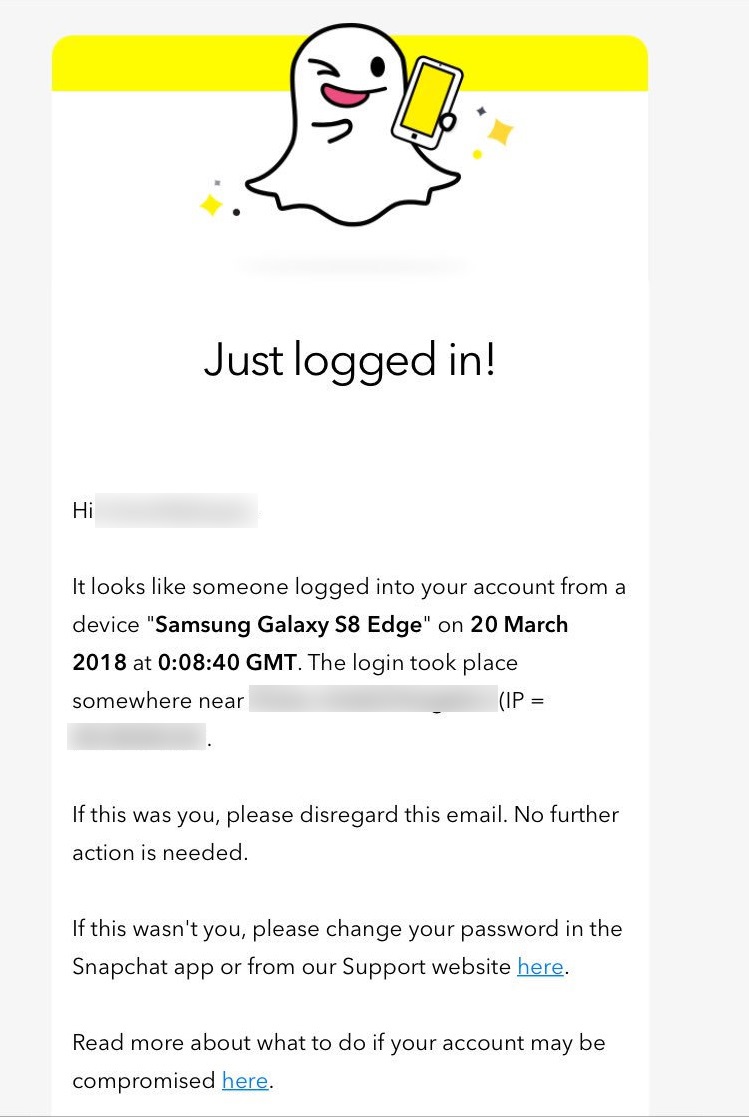 Snapchat suspicious login bypass