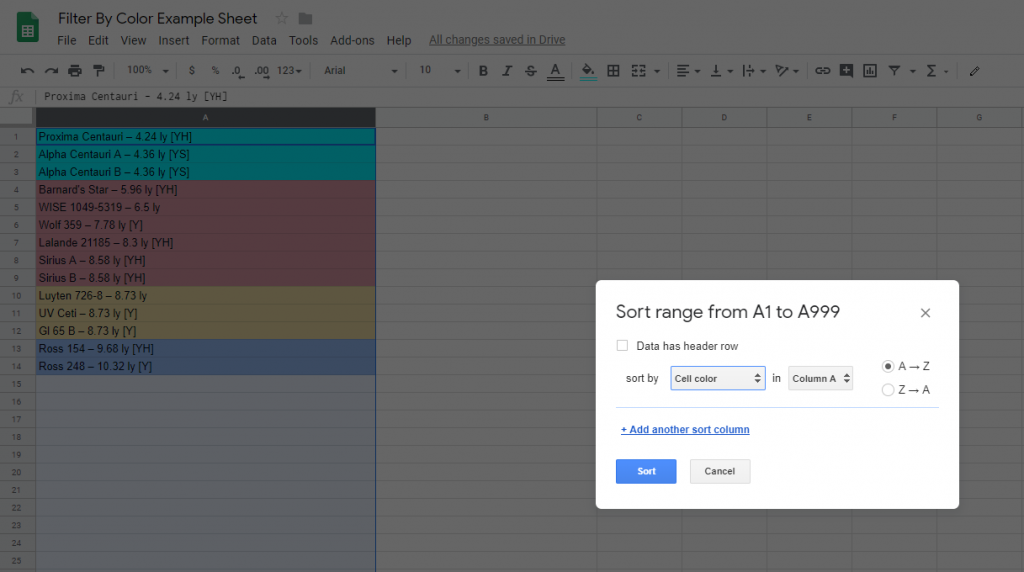 How To Filter By Color In Google Sheets