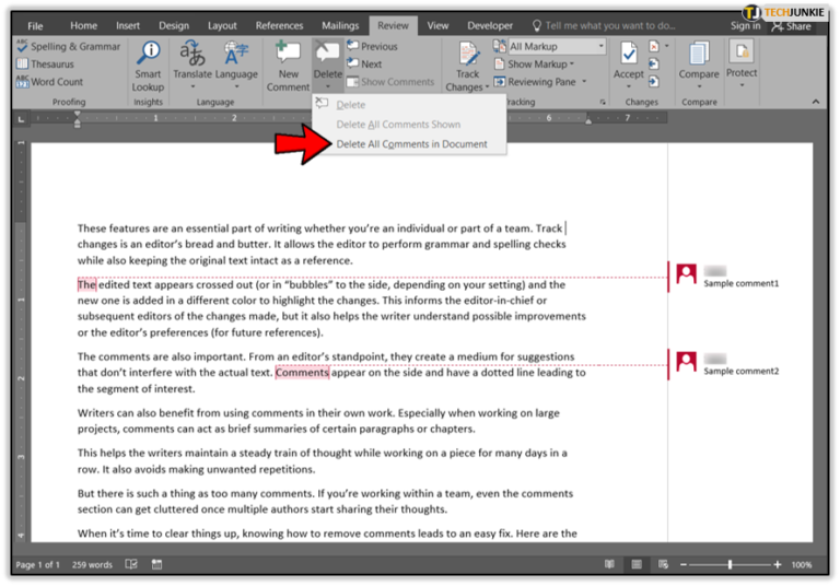 How To Delete All Comments in Word Tech Junkie