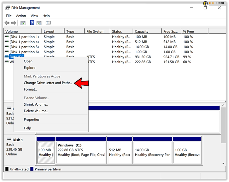 how to change mapped drive letter windows 10