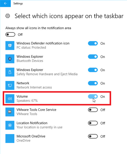 Windows 10 Volume Icon Missing in Taskbar