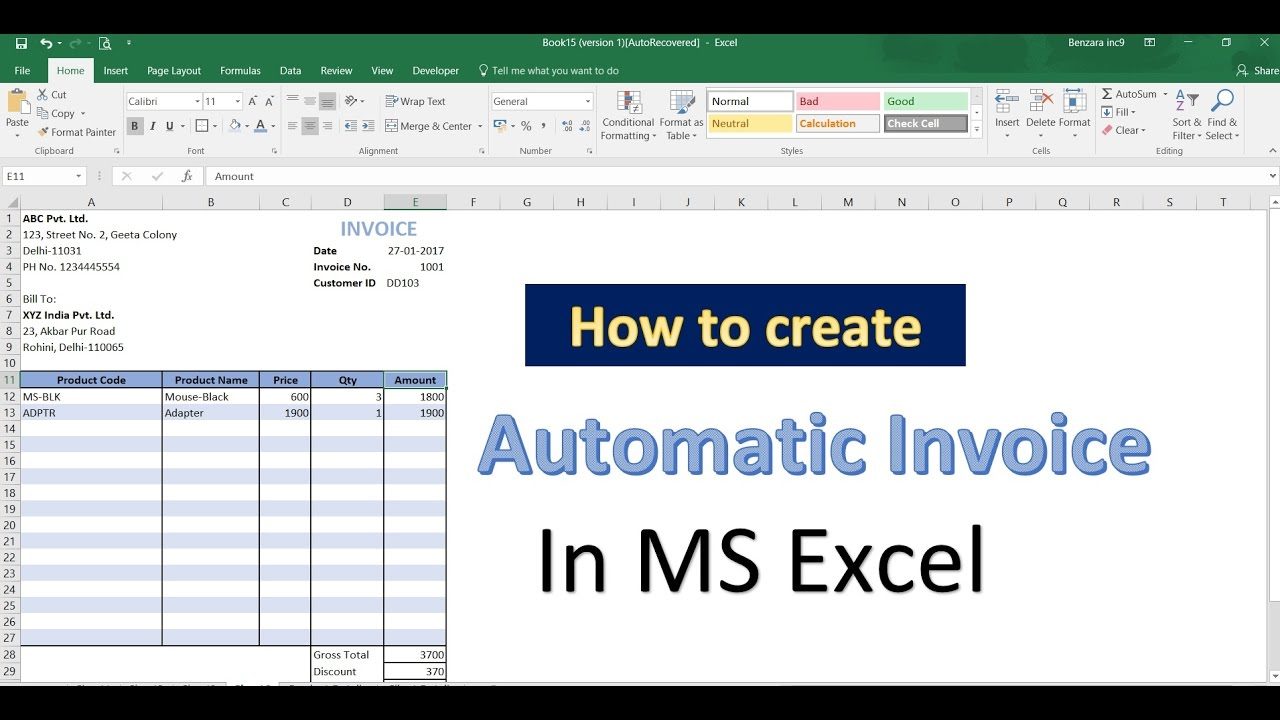 How To Automatically Generate Invoice Numbers in Excel