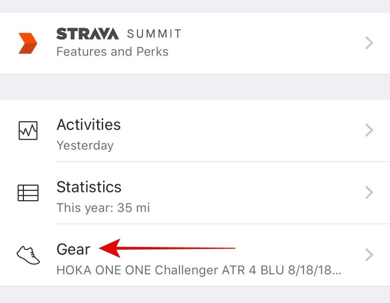 strava Gear selection