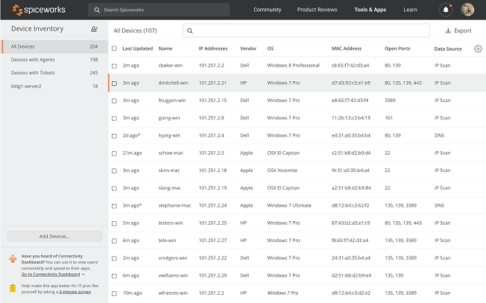 spiceworks Inventory