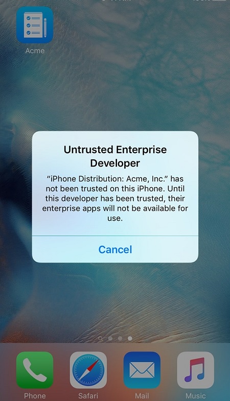 trusting apps message
