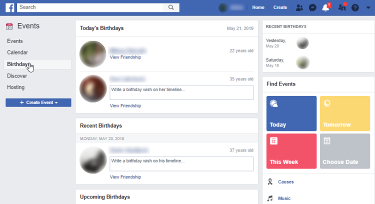 how to see upcoming birthdays on facebook app 2020