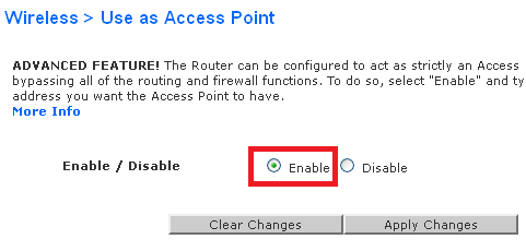 Belkin Router as an Access Point