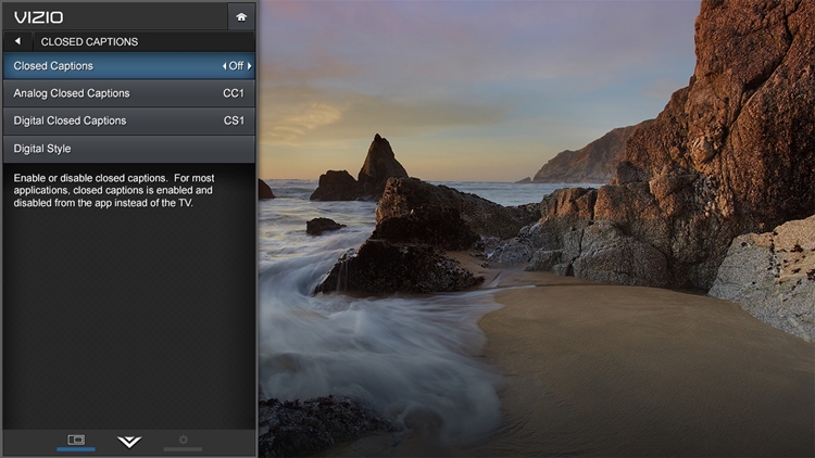 Vizio TV Turn on or off Closed Captioning