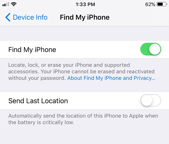 find my iphone disable how to