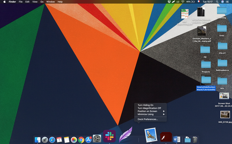 hide dock on mac