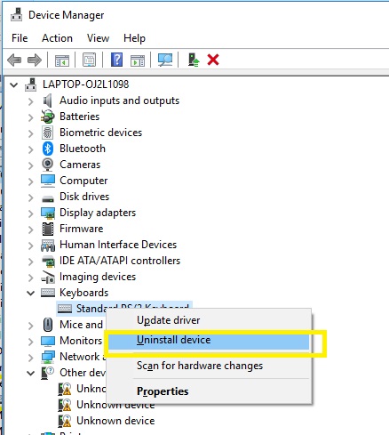 uninstall key