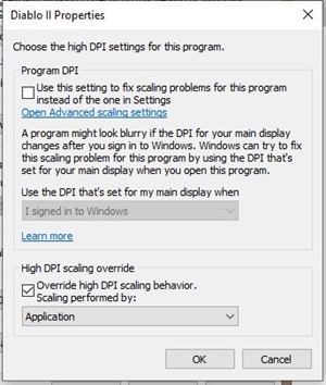 Change High DPI Settings