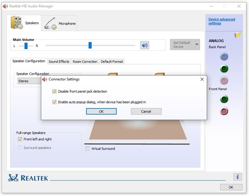 Disable Front Panel Jack Detection