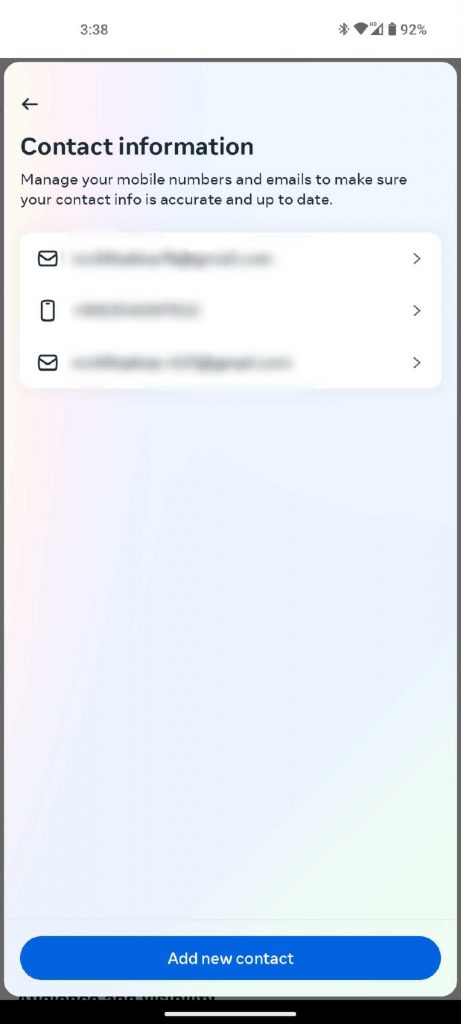 change facebook contact email