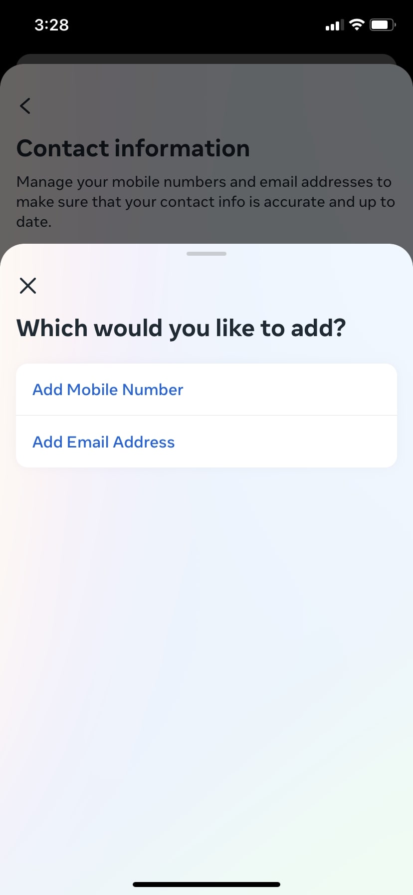 Facebook iPhone Add Email Address