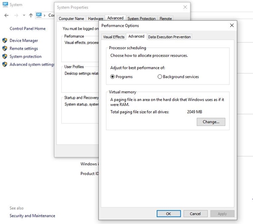 Virtual Memory Click Change