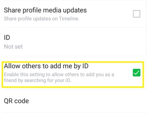allow others to add me by ID