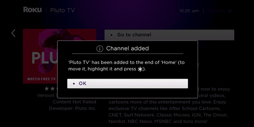 install pluto tv on the roku