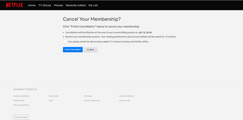 netflix cancel membership