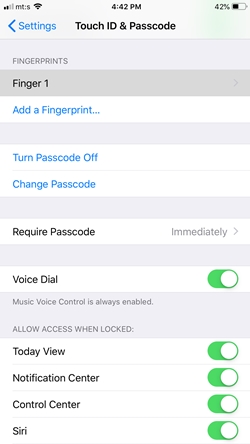 Change or Disable Passcode