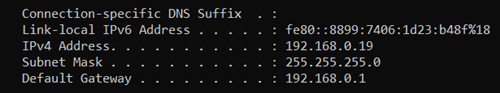 Command Prompt IP address