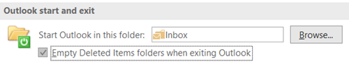 Empty Deleted Items folders when exiting Outlook