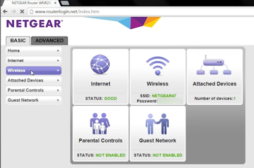 NETGEAR index page