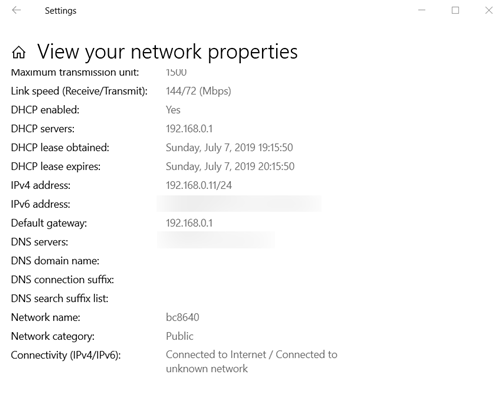 View your network properties
