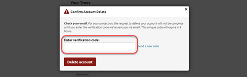 deleting verification code