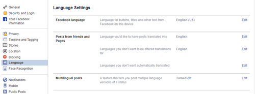 language settings