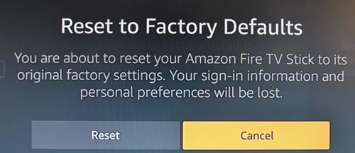 Reset Fire TV Stick