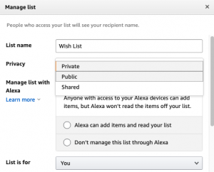 Amazon wish list hide shipping address