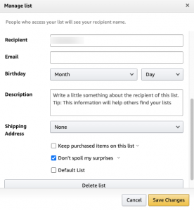 How to hide your address on amazon wishlist