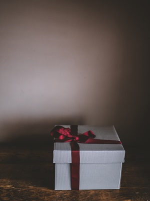 A gift-wrapped box