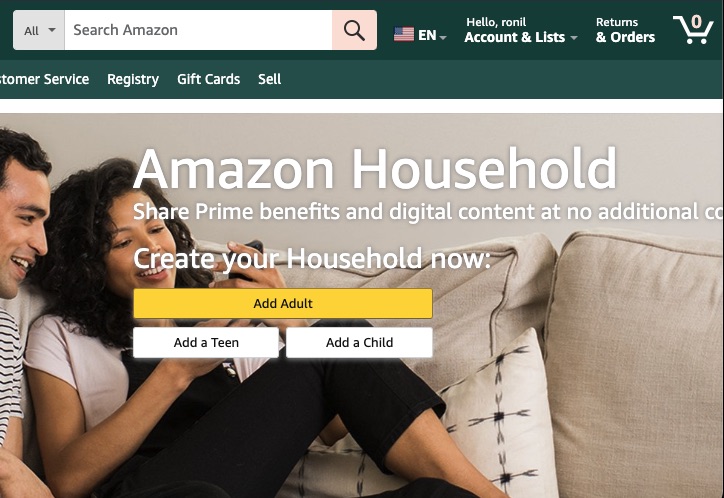 Amazon Household Add Adult button