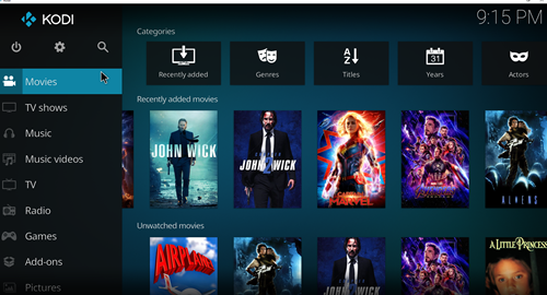 Kodi homescreen