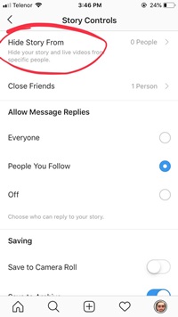 hide instagram stories