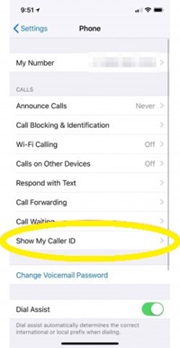 iphone show my caller id
