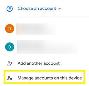manage accounts on this device