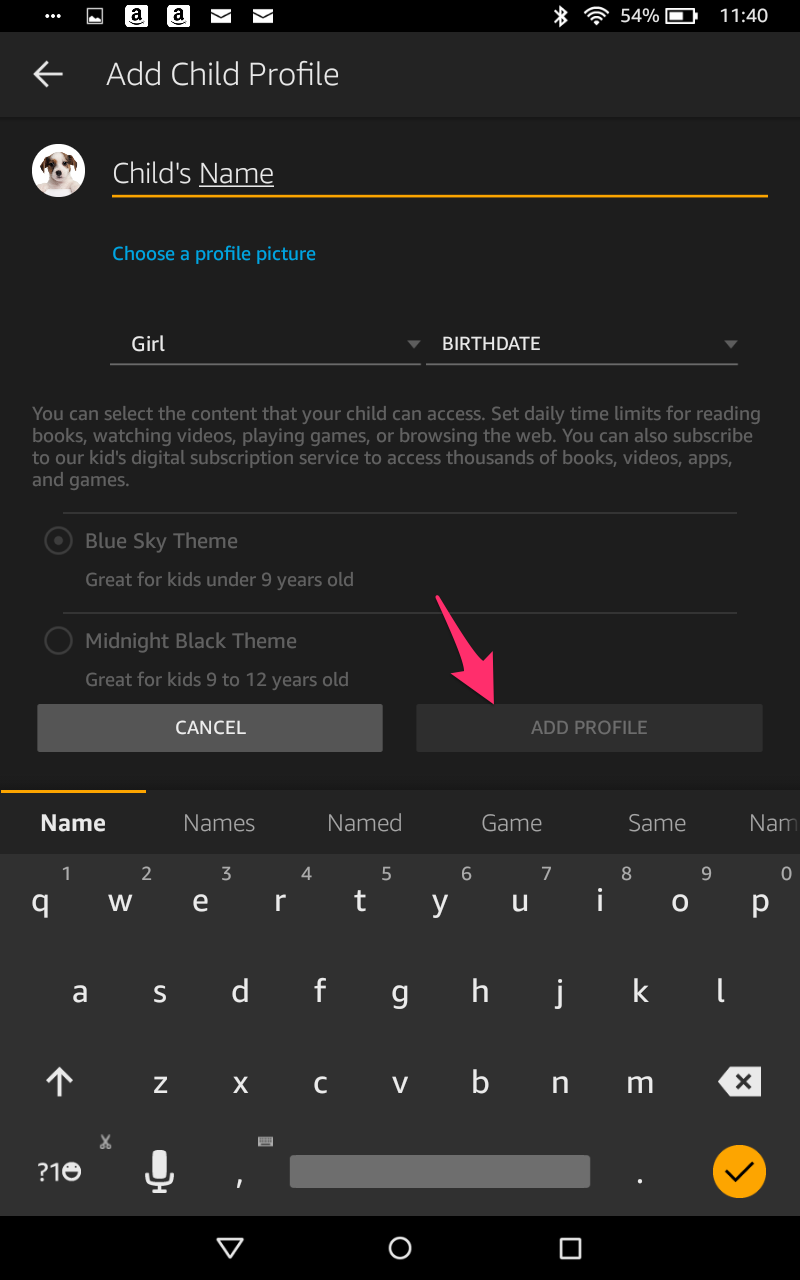 can you add a profile to an older kindle fire