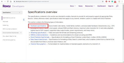 hardware specifications