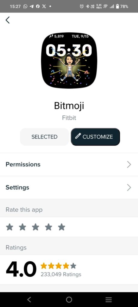 Customize Bitmoji Clcock Face Fitbit