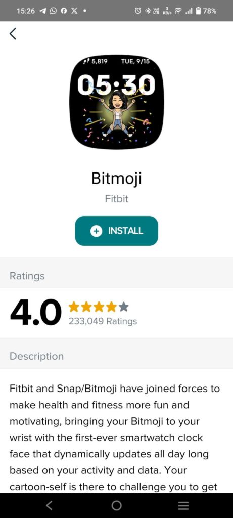 Install Fitbit Clock Face Bitmoji