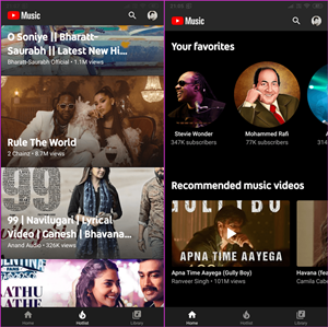 YouTube Music interface