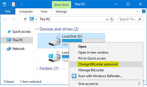 change bitlocker password