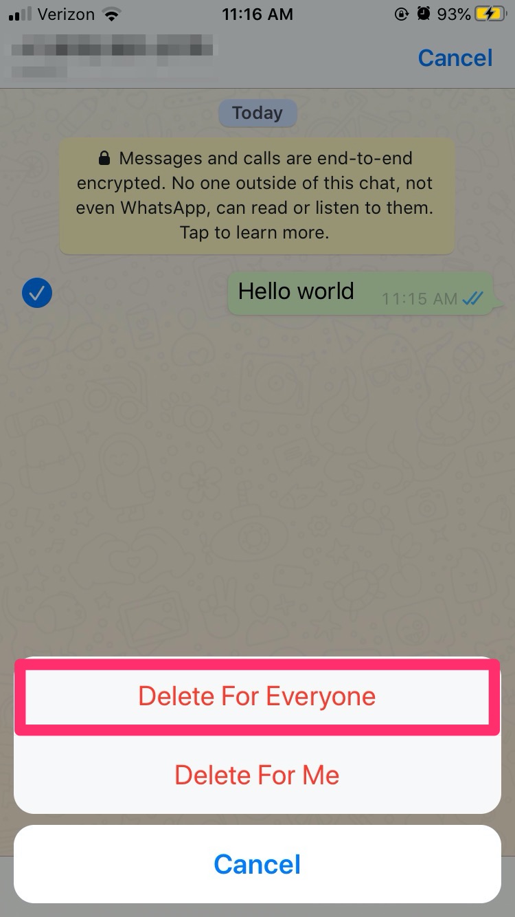 After delete chat contacts whatsapp history Contact still