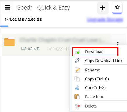 Seedr download option